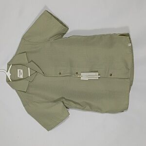 NWT Hudson & Barrow Wovens Linen Short Sleeve Minty GreenButton Down Shirt Sz Sm